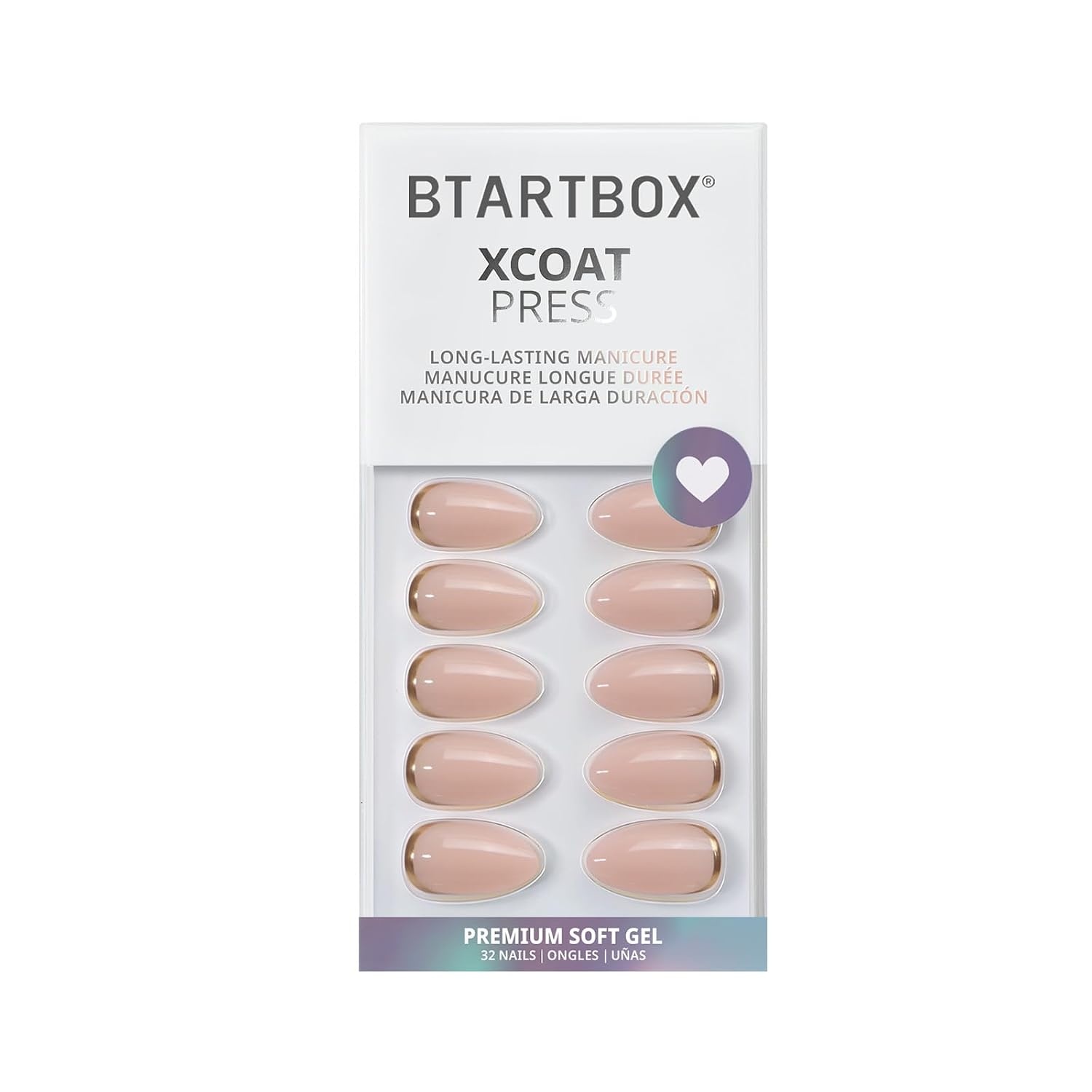 image:imageBTArtbox Press On Nails Almond Short French Tip Nails 32 Pcs Full KitAGold End