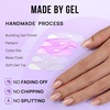 image:imageBTArtbox Press On Nails Almond Short French Tip Nails 32 Pcs Full KitAGold End