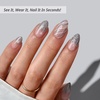 image:imageBTArtbox Press On Nails Almond Short French Tip Nails 32 Pcs Full KitC1  Sparkle Bow