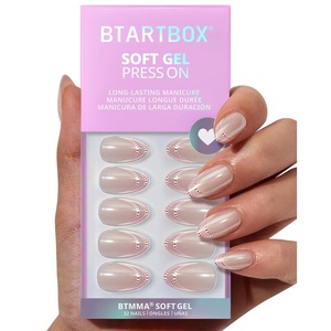 image:imageBTArtbox Press On Nails Almond Short French Tip Nails 32 Pcs Full KitA7Peppermint Kiss