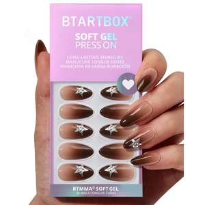 image:imageBTArtbox Press On Nails Almond Short French Tip Nails 32 Pcs Full KitC  Starry Spice