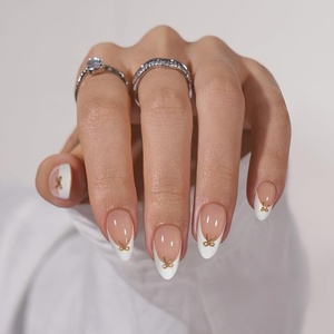 image:imageBTArtbox Press On Nails Almond Short French Tip Nails 32 Pcs Full KitCDinner Star