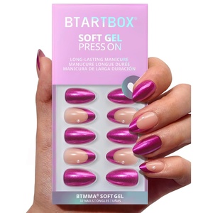 image:imageBTArtbox Press On Nails Almond Short French Tip Nails 32 Pcs Full KitPurple Pact