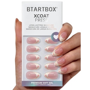 image:imageBTArtbox Press On Nails Short Almond White Glue On Nails 32Pcs Full KitA2Sunprint Dress