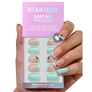 image:imageBTArtbox Press On Nails Short Almond White Glue On Nails 32Pcs Full KitA3Berry Pail