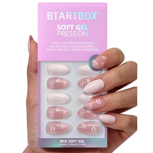 image:imageBTArtbox Press On Nails Short Almond White Glue On Nails 32Pcs Full KitB6Dainty Kiss