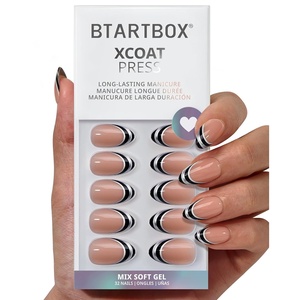 image:imageBTArtbox Press On Nails Short Almond White Glue On Nails 32Pcs Full KitB8Veil Waltz