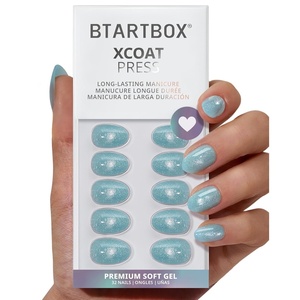 image:imageBTArtbox Press On Nails Short Almond White Glue On Nails 32Pcs Full KitBlue Lagoon