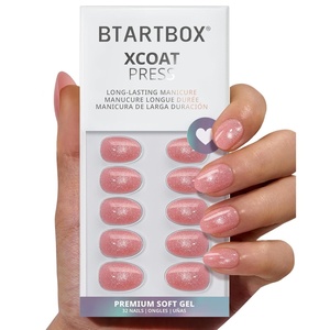 image:imageBTArtbox Press On Nails Short Almond White Glue On Nails 32Pcs Full KitPeach Bellini